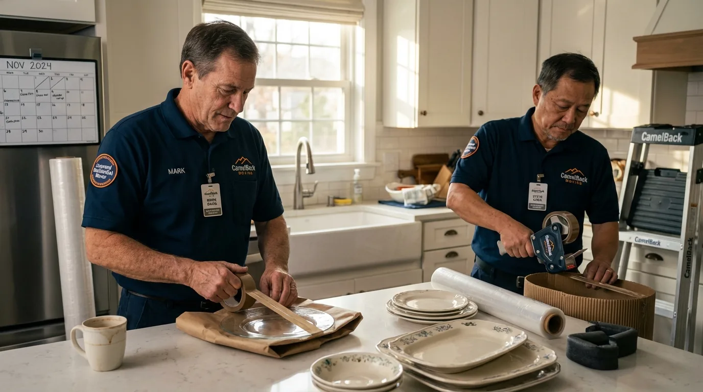 Professional crew packing kitchen dishware in Hobbs, NM